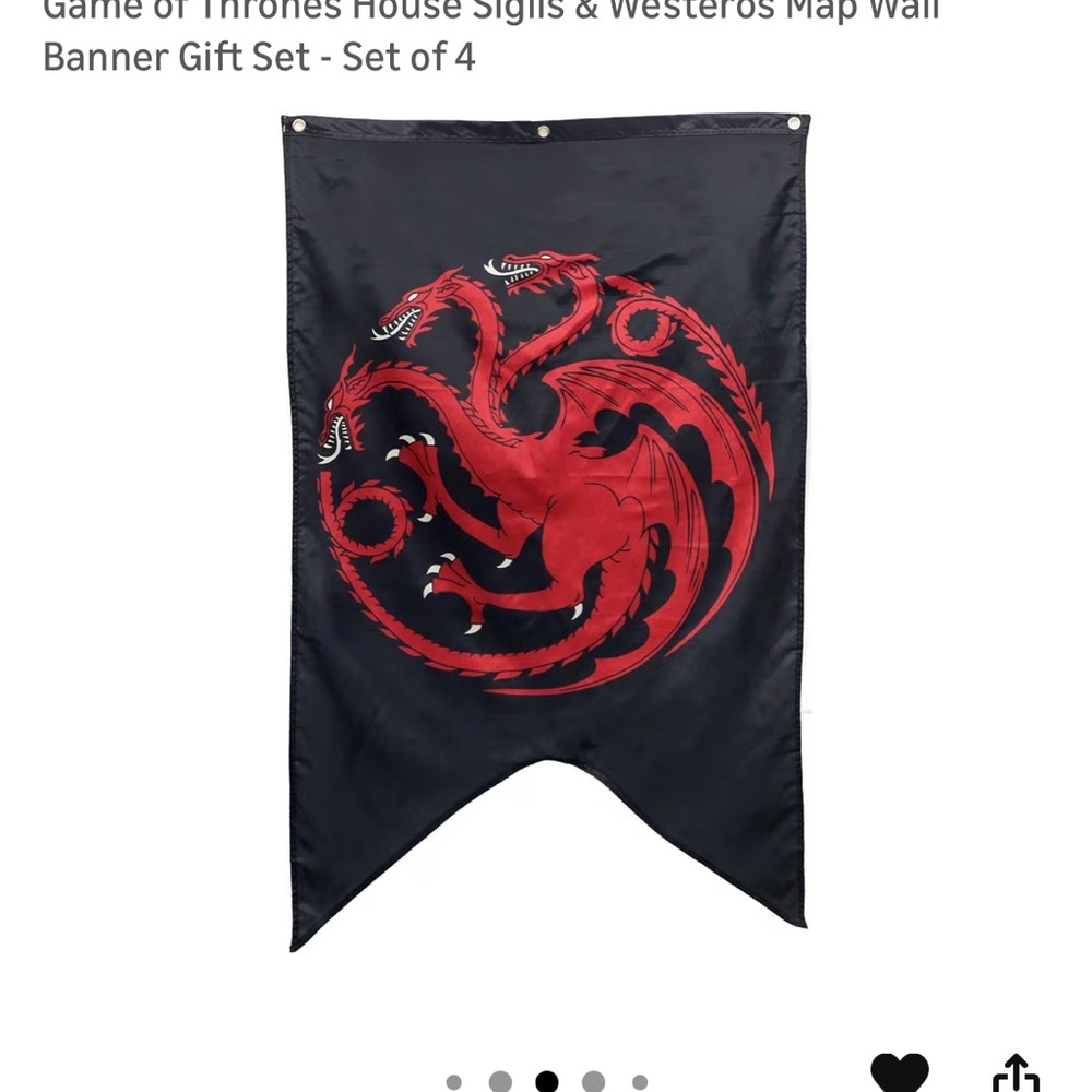 Game of Thrones House Sigils & Westeros Map Wall Banner Gift Set - Set of 4 - Picture 10 of 12
